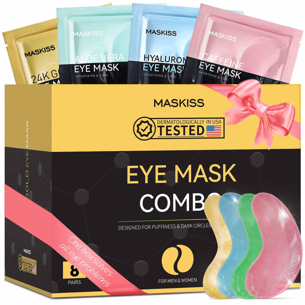 Maskiss 24k Gold Under Eye Patches (25 Pairs), eye mask, Collagen Skin Care Products, Eye Patches for Puffy Eyes, eye masks for dark circles and puffiness