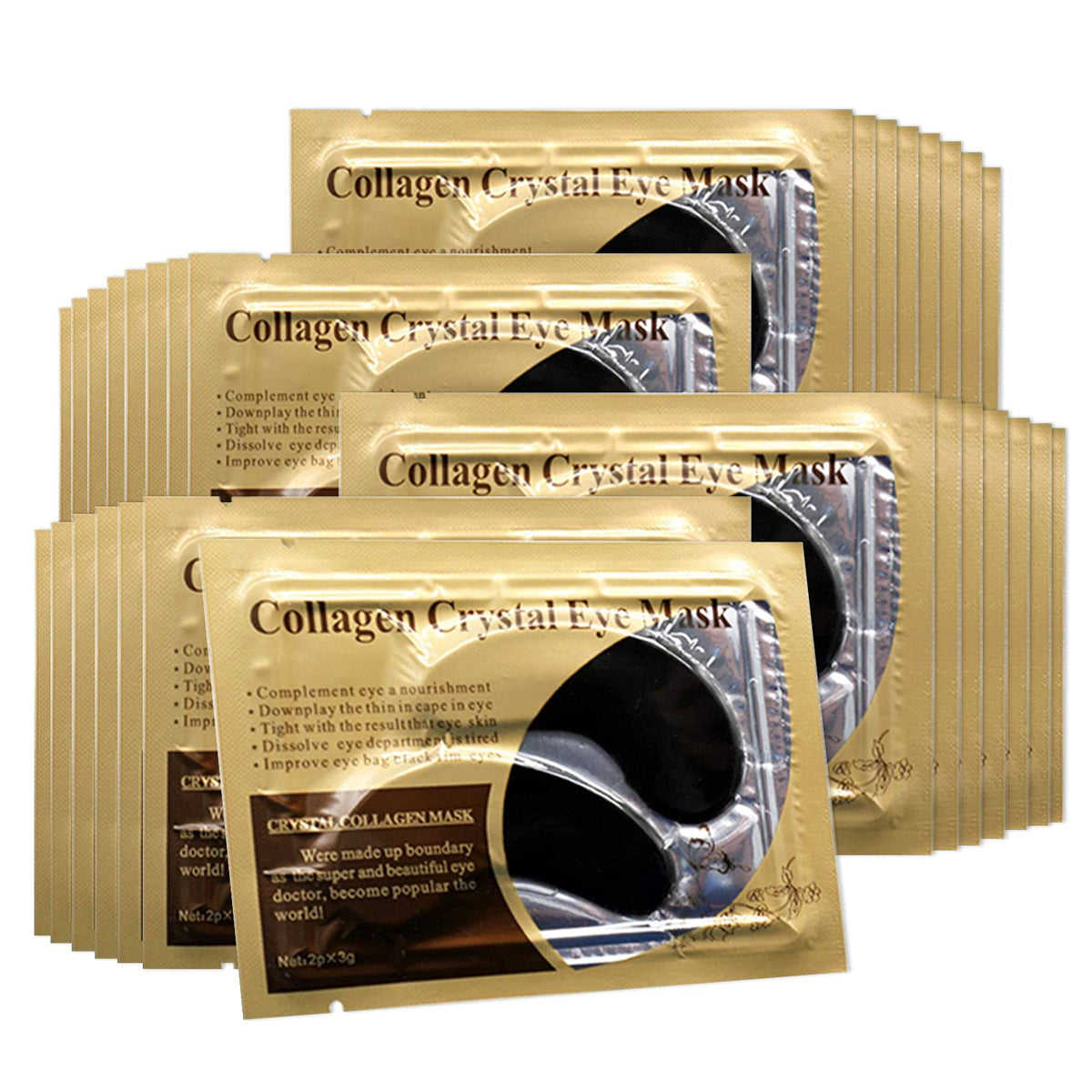 30 Pairs Crystal Collagen Under Eye Mask, Gold Gel Collagen Eye Pad For Moisturizing, Reducing Dark Circles & Puffy Eyes (Gold)