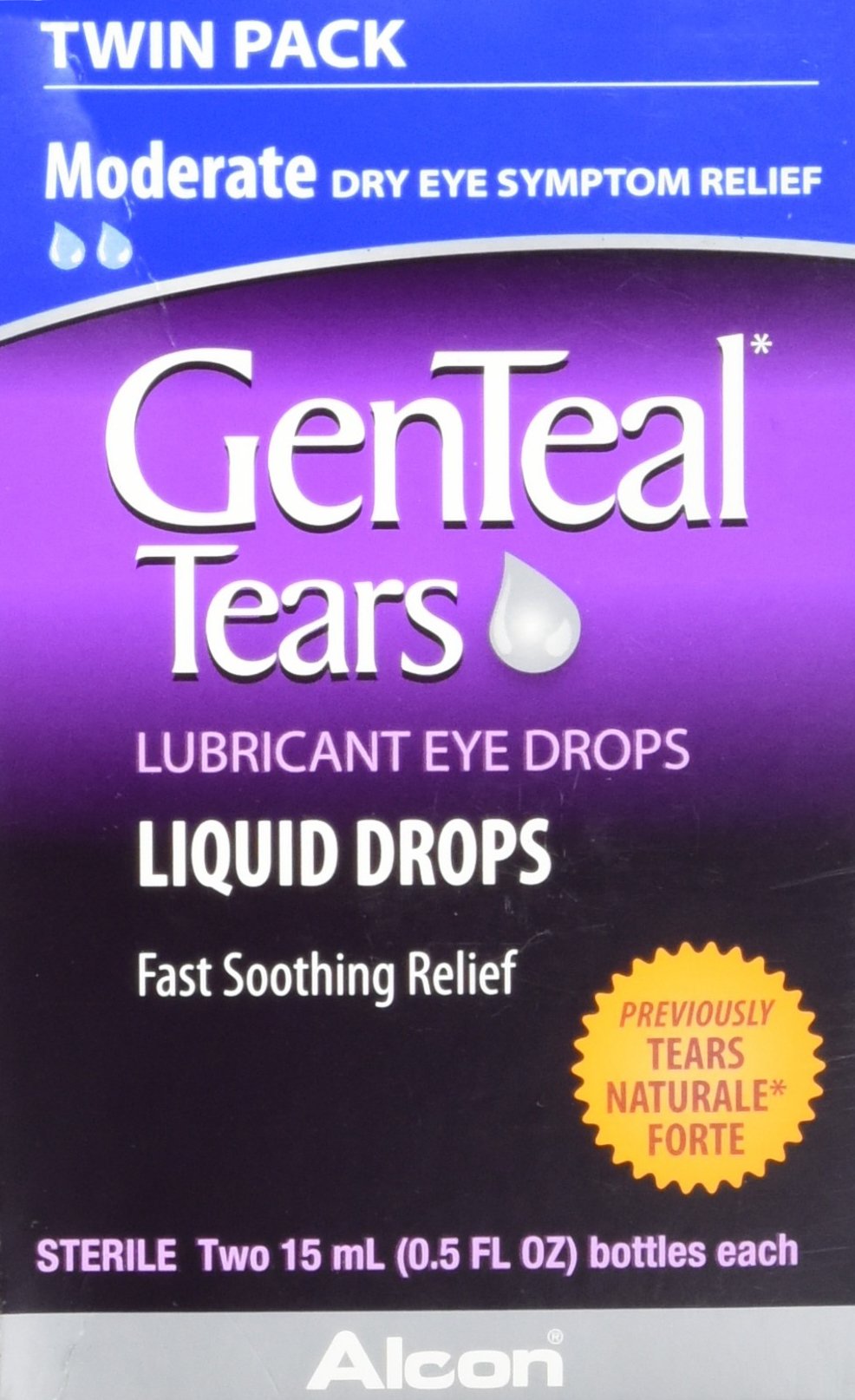 Genteal Tears Moderate Lubricant Eye Drops, 15 mL, Twin Pack