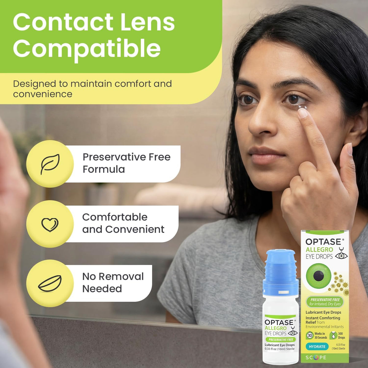 Optase® Allegro Lubricant Eye Drops, 0.33 fl oz