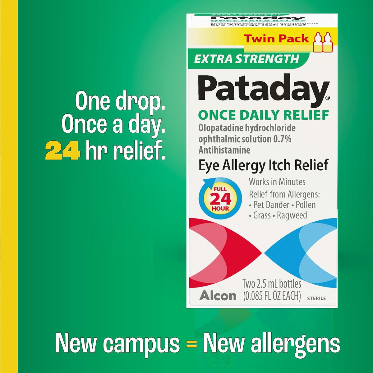 PATADAY Once Daily Extra-Strength Relief Allergy Eye Drops, 2.5 ml, 2 Pack