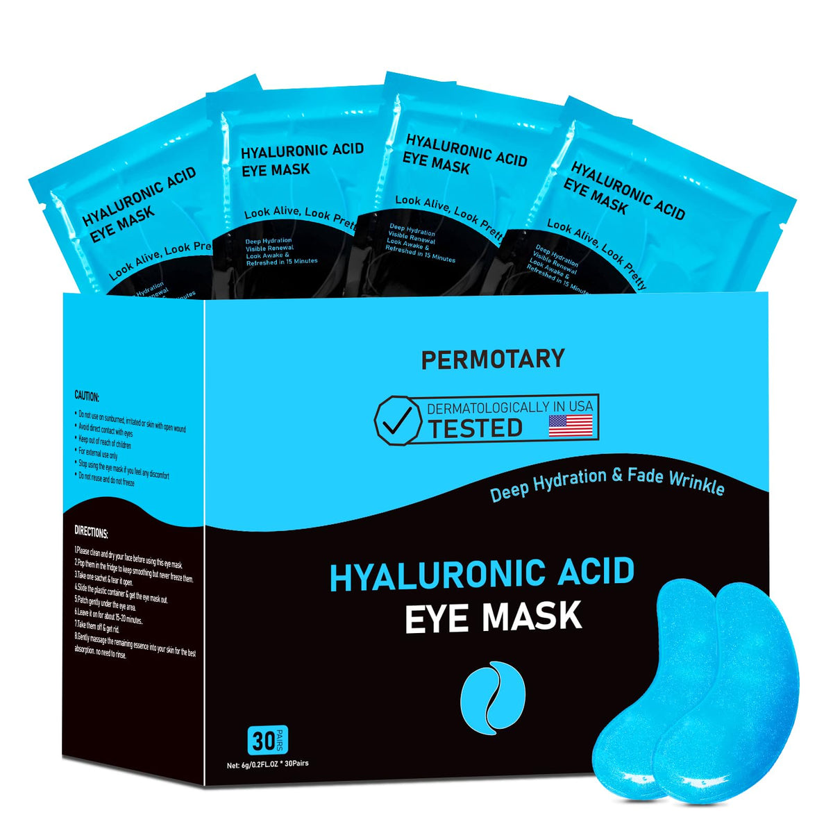 30 Pairs Crystal Collagen Under Eye Mask, Gold Gel Collagen Eye Pad For Moisturizing, Reducing Dark Circles & Puffy Eyes (Gold)