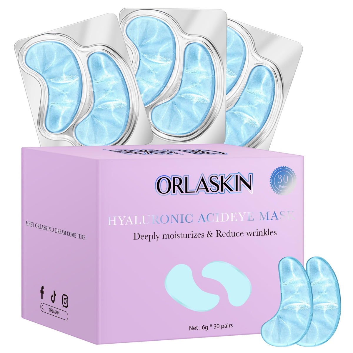 Eye Patches Under Eye Mask Skincare Hyaluronic Acid Under Eye Patches for Teen Girls Puffy Eyes and Dark Circles 24k Gold,Hyaluronic Acid,Rose,Eye Mask Pads Bag Treatment Skin Care(30Pairs)