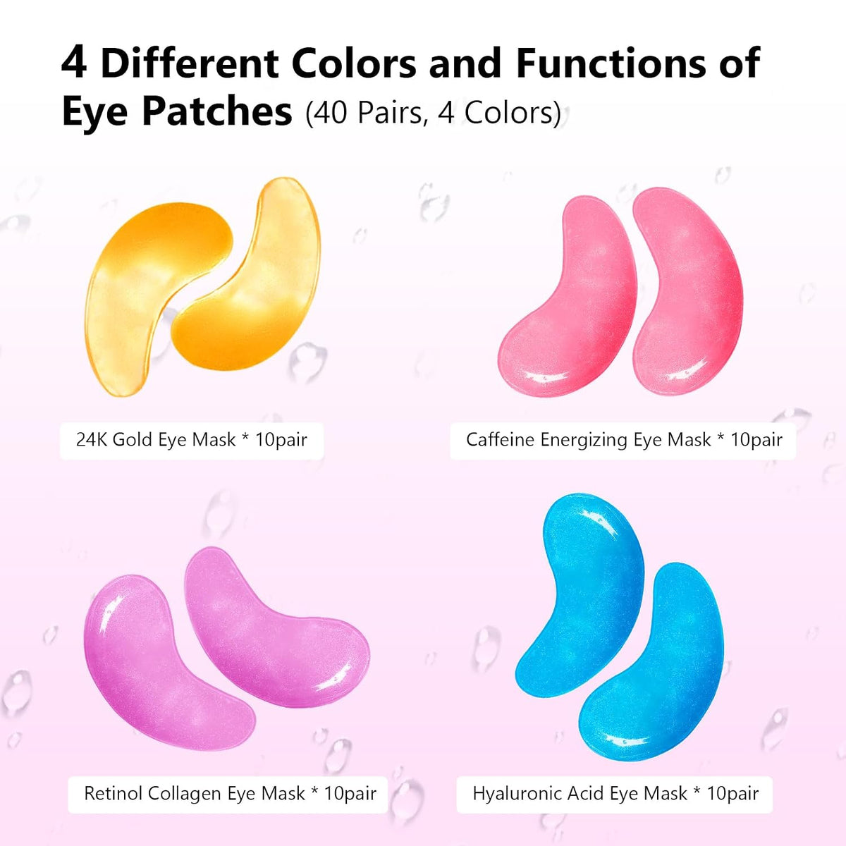 Adofect Under Eye Patches 40 Pairs, Eye Masks with 24K Gold, Hyaluronic Acid, Caffeine & Retinol for Dark Circles, Puffy Eyes, Under Eye Bags, Skincare Gifts for Bachelorette Party Accessories