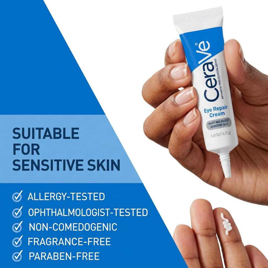 CeraVe Eye Repair Cream, Hyaluronic Acid Eye Cream for Dark Circles, 0.5oz