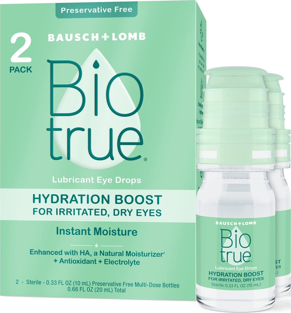 Biotrue Hydration Boost Preservative-Free Eye Drops 0.33 Fl oz 2 pack
