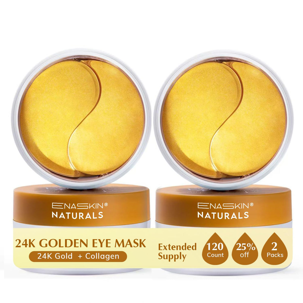 Enaskin Naturals 24K Gold Under Eye Patches for Dark Circles & Puffiness