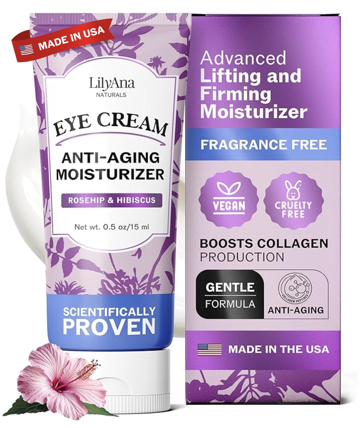 LilyAna Naturals Eye Cream for Dark Circles & Puffiness, 1.7 oz