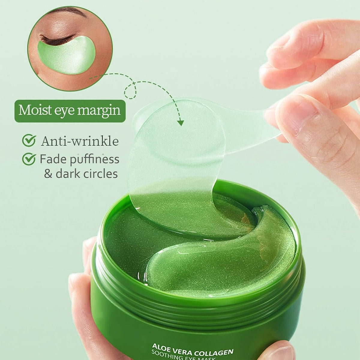 Eakroo Under Eye Patches - 60PCS Aloe Vera Eye Patches for Puffy Eyes and Dark Circles, Eye Mask Skincare, Eye Patches for Women, Under Eye Mask, Parches Para Ojeras, Reduce Wrinkles and Fine Lines