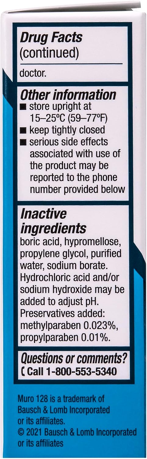 Muro 128, Sodium Chloride Ophthalmic Solution, 0.5 Oz, Eye Drops