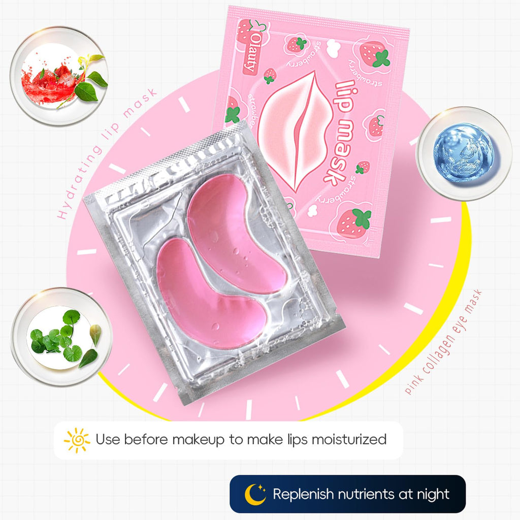 30 Pairs Eye Masks & Lip Masks, Pink Eye Patches, Spa Party Bridesmaid Gift