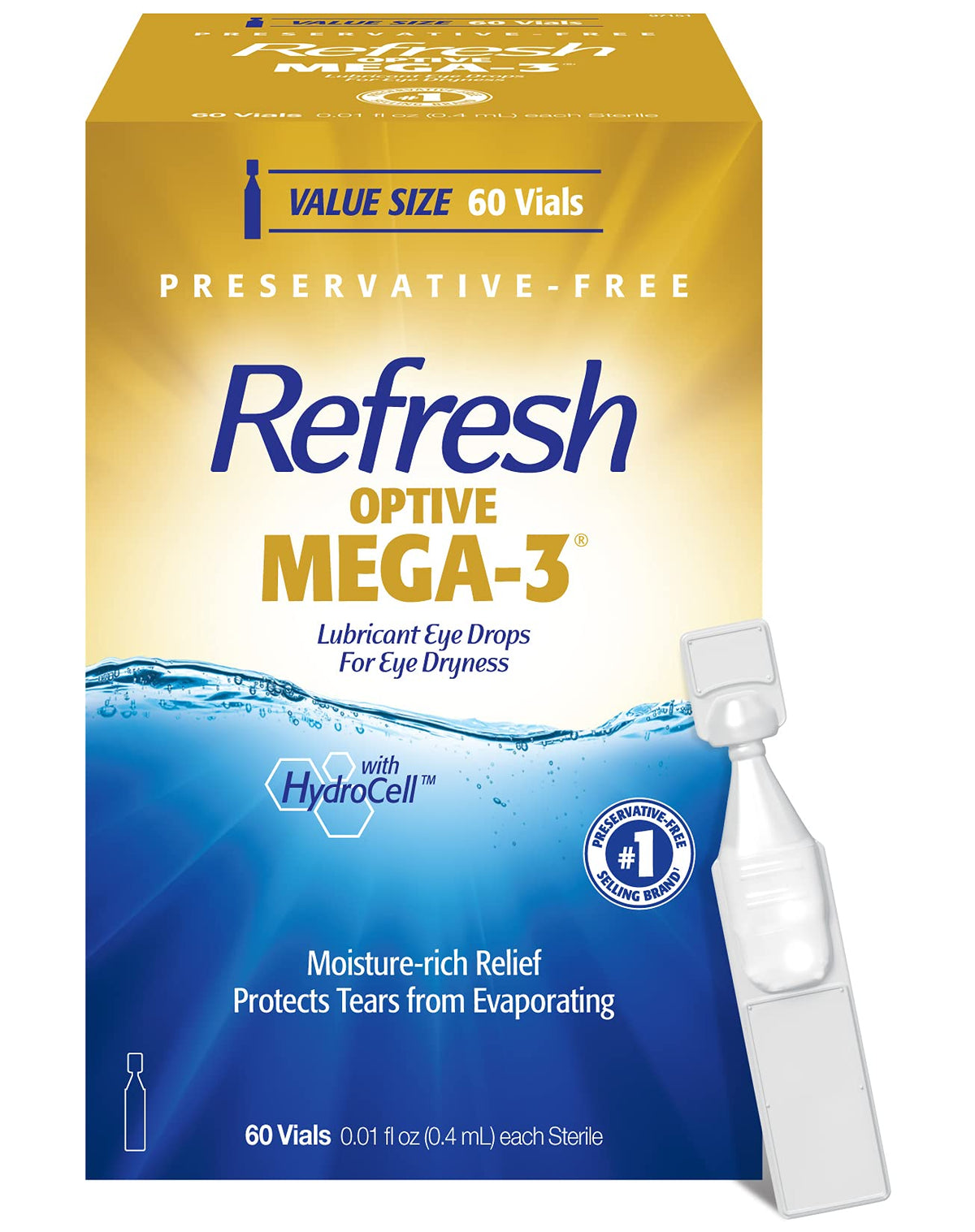 Refresh OPTIVE MEGA-3 PF Lubricant Eye Drops Preservative-Free Artificial Tears, 0.33 fl oz (10mL)