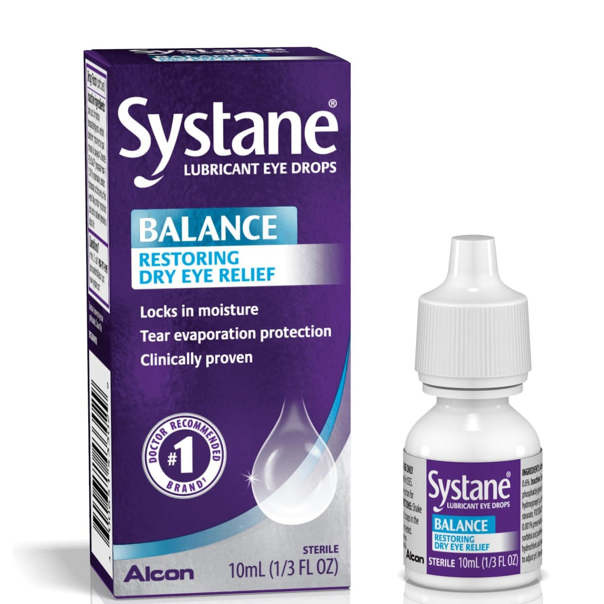 Systane BALANCE Lubricant Dry Eye Drops, 0.33 Fl Oz, 2 Pack