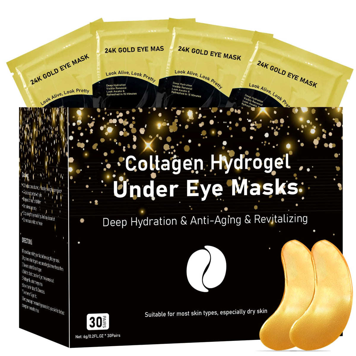 Adofect Under Eye Patches 40 Pairs, Eye Masks with 24K Gold, Hyaluronic Acid, Caffeine & Retinol for Dark Circles, Puffy Eyes, Under Eye Bags, Skincare Gifts for Bachelorette Party Accessories