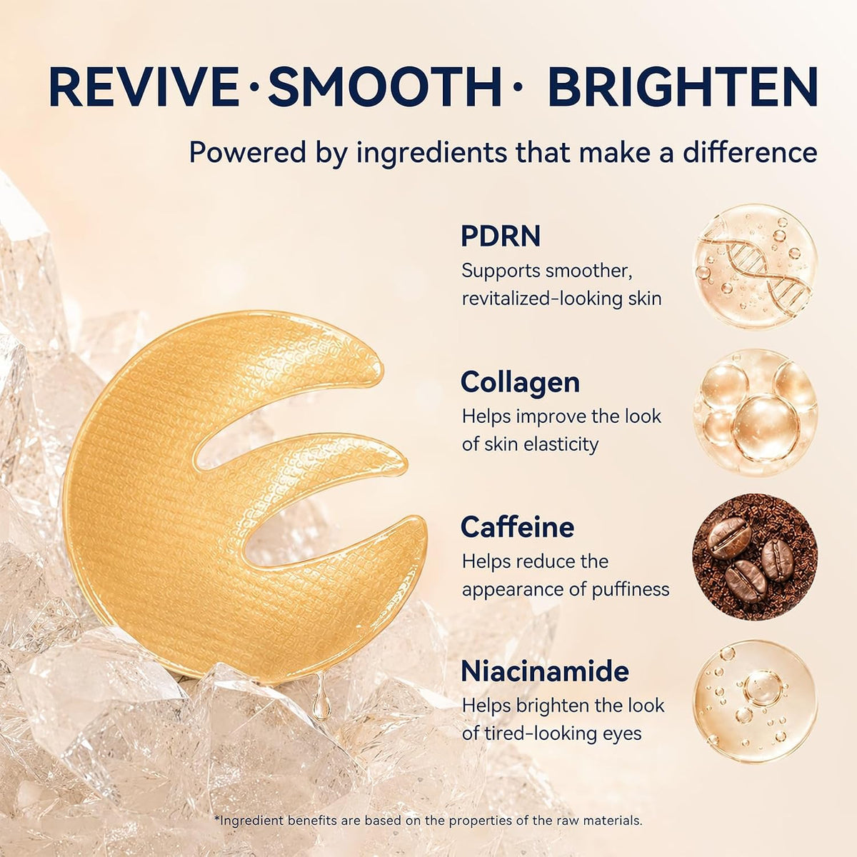 LumiBloom E-shaped 24k Gold Under Eye Patches with PDRN, Collagen, Caffeine
