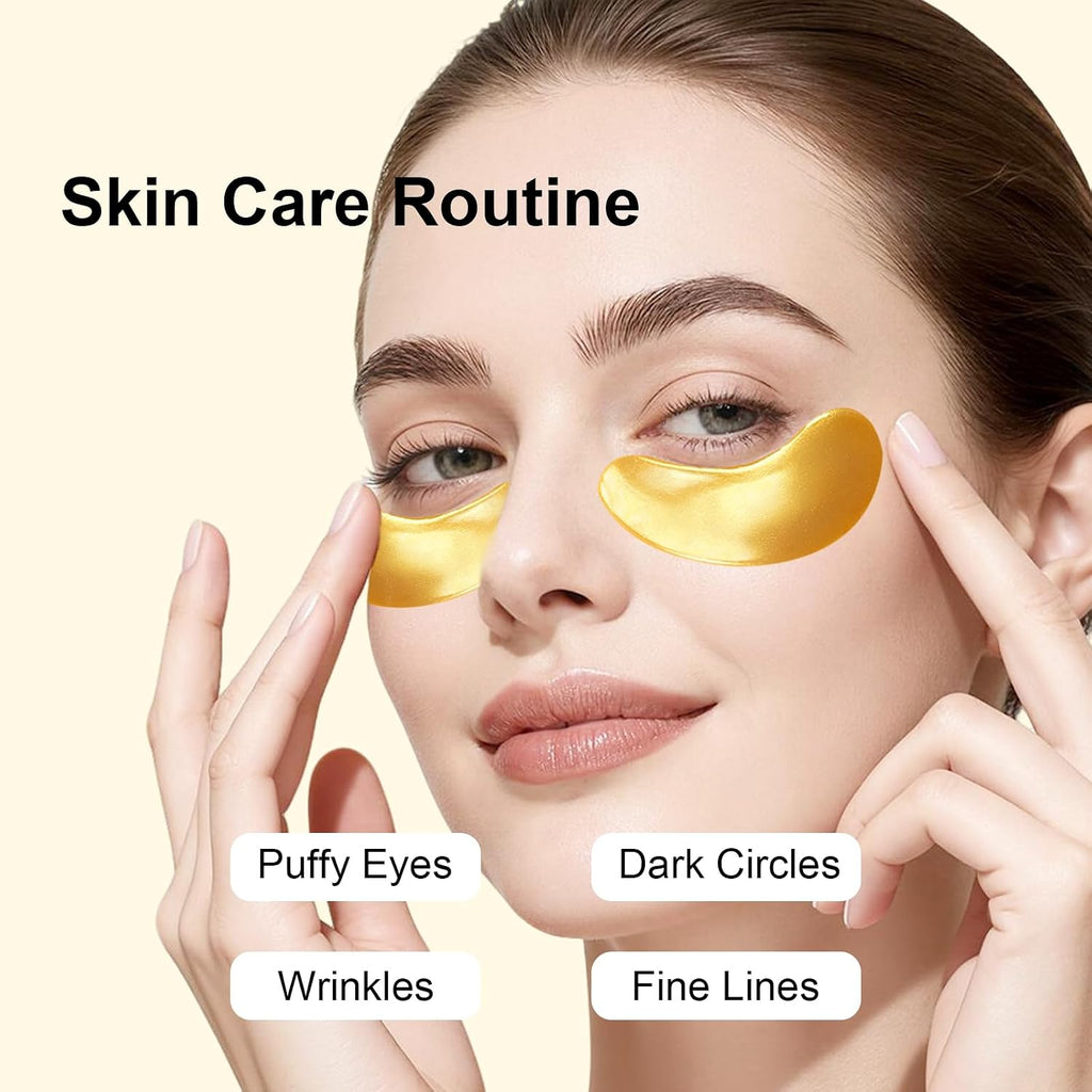 30 Pairs Crystal Collagen Under Eye Mask, Gold Gel Collagen Eye Pad For Moisturizing, Reducing Dark Circles & Puffy Eyes (Gold)