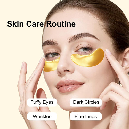 30 Pairs Crystal Collagen Under Eye Mask, Gold Gel Collagen Eye Pad For Moisturizing, Reducing Dark Circles & Puffy Eyes (Gold)