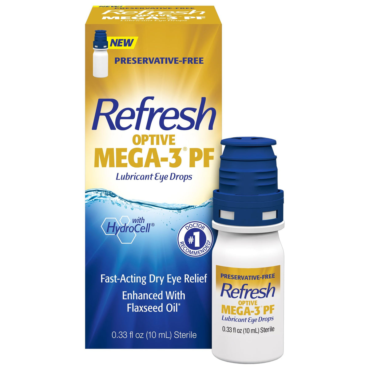 REFRESH OPTIVE MEGA-3 Lubricant Eye Drops Preservative-Free Artificial Tears, 0.01 fl oz (0.4 mL), 60 Single-Use Containers