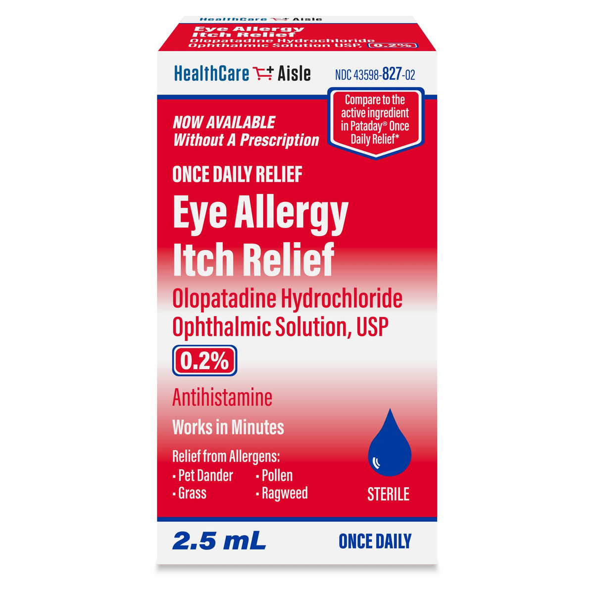 HealthCareAisle Eye Allergy Itch Relief, Olopatadine 0.2%, 2.5mL