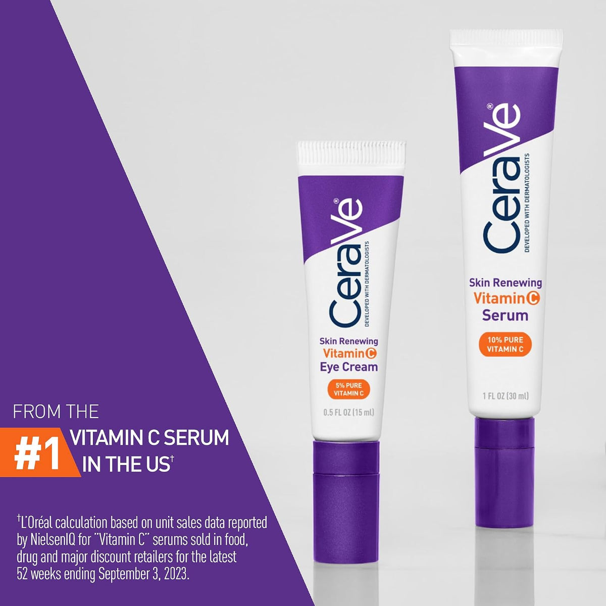 CeraVe Vitamin C Eye Cream, Hyaluronic Acid Under Eye Brightener, 0.5oz