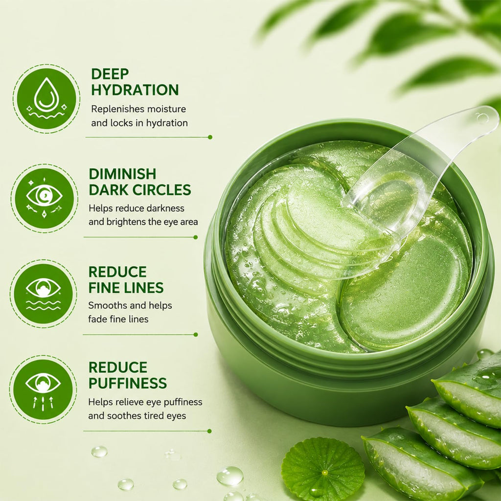 Eakroo Under Eye Patches - 60PCS Aloe Vera Eye Patches for Puffy Eyes and Dark Circles, Eye Mask Skincare, Eye Patches for Women, Under Eye Mask, Parches Para Ojeras, Reduce Wrinkles and Fine Lines