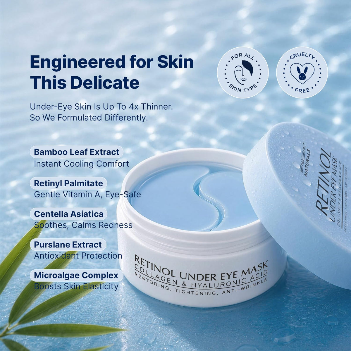 Enaskin Naturals Under Eye Patches for Puffy Eyes & Dark Circles 60 Patches