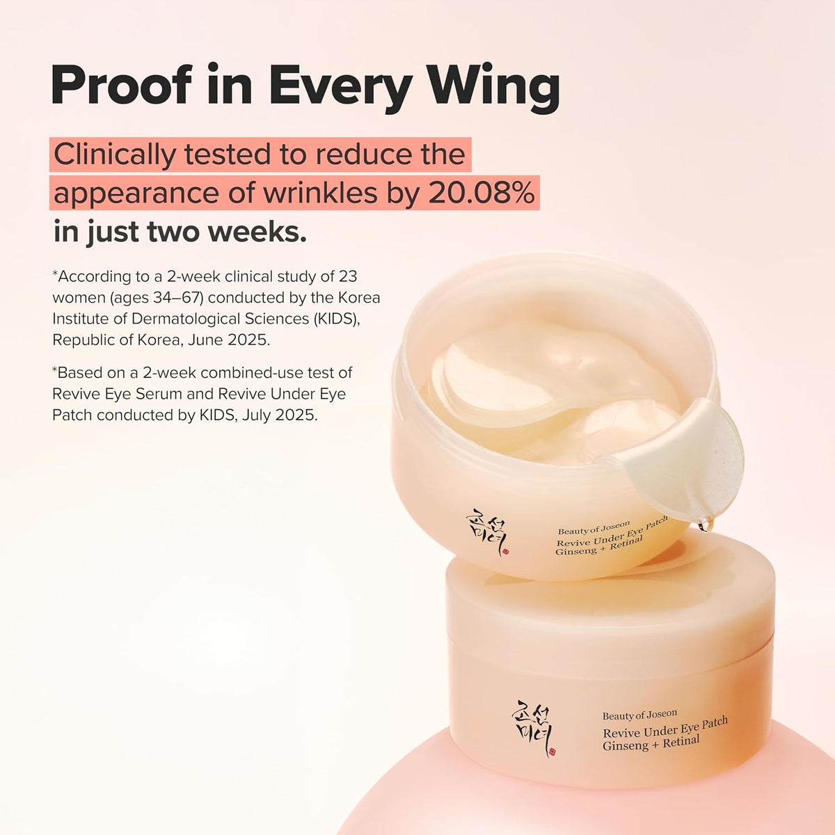 Beauty of Joseon Revive Under Eye Patch with Retinal and Ginseng, for Puffy Eyes, Fine Lines and Wrinkles, Collagen, Peptide, Adenosine and Bakuchiol, for All Skin Types, 60 Sheets, 30 Pairs