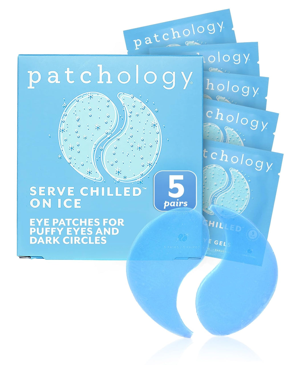 Patchology On Ice Cooling Blue Under Eye Patches For Puffy Eyes | 5 Pairs