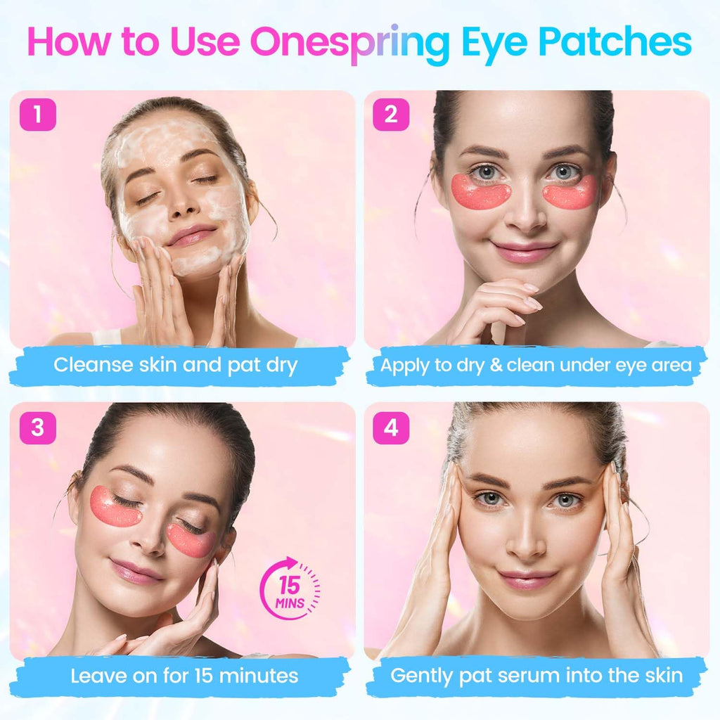 Onespring Eye Masks (48 Pairs) - Face Masks Skincare, Undereye Patches for Puffy Eyes, Dark Circles, Wrinkles, Collagen Eye Gels for Bridesmaid - Gifts for Women, Bachelorette Party Favors