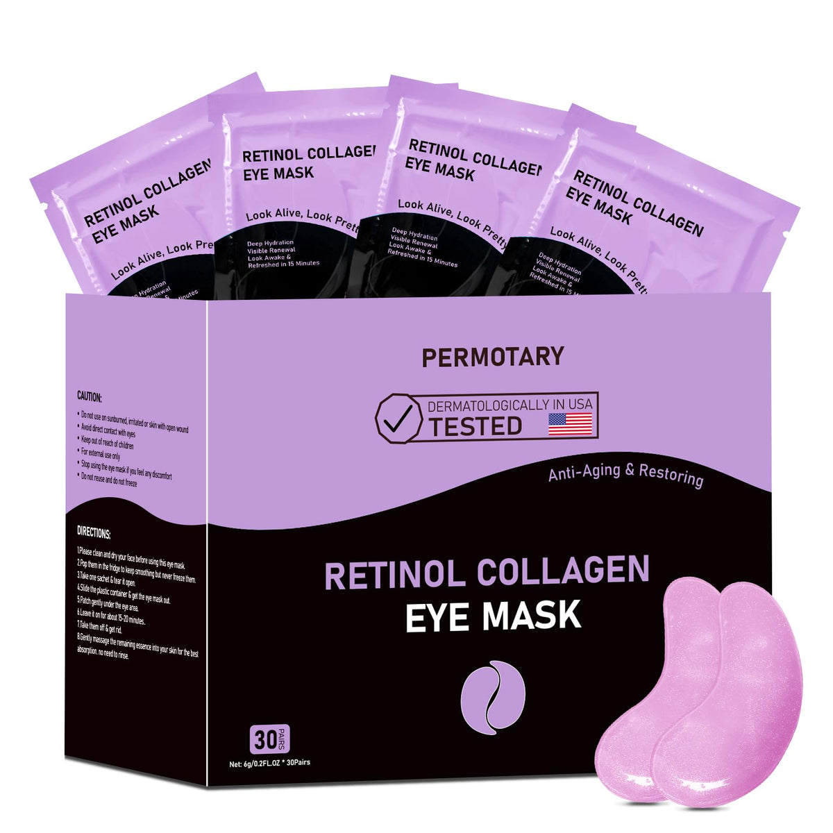 30 Pairs Crystal Collagen Under Eye Mask, Gold Gel Collagen Eye Pad For Moisturizing, Reducing Dark Circles & Puffy Eyes (Gold)