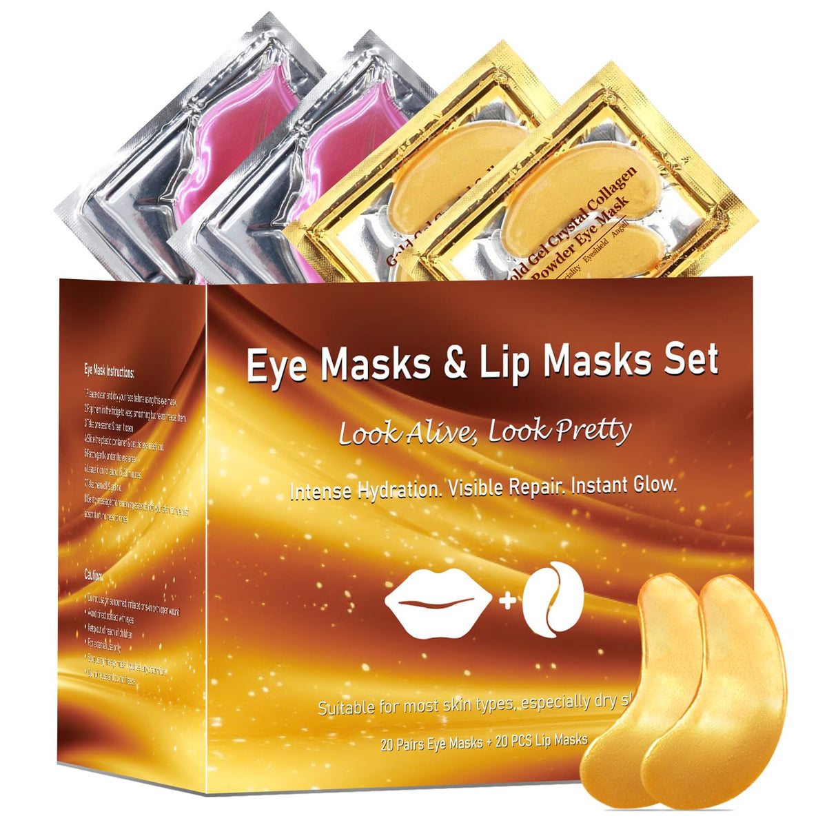 30 Pairs Crystal Collagen Under Eye Mask, Gold Gel Collagen Eye Pad For Moisturizing, Reducing Dark Circles & Puffy Eyes (Gold)