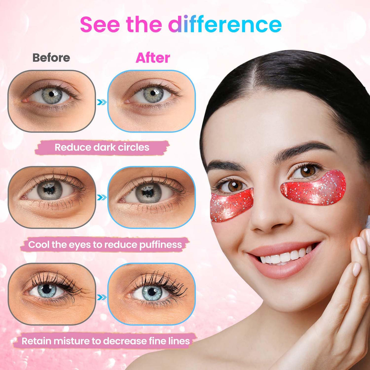 Onespring Eye Masks (48 Pairs) - Face Masks Skincare, Undereye Patches for Puffy Eyes, Dark Circles, Wrinkles, Collagen Eye Gels for Bridesmaid - Gifts for Women, Bachelorette Party Favors