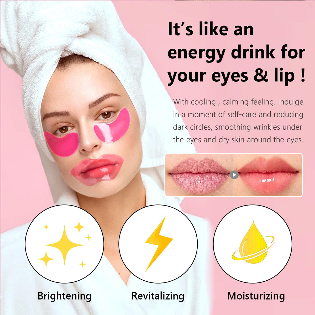 30 Pairs Eye Masks & Lip Masks, Pink Eye Patches, Spa Party Bridesmaid Gift