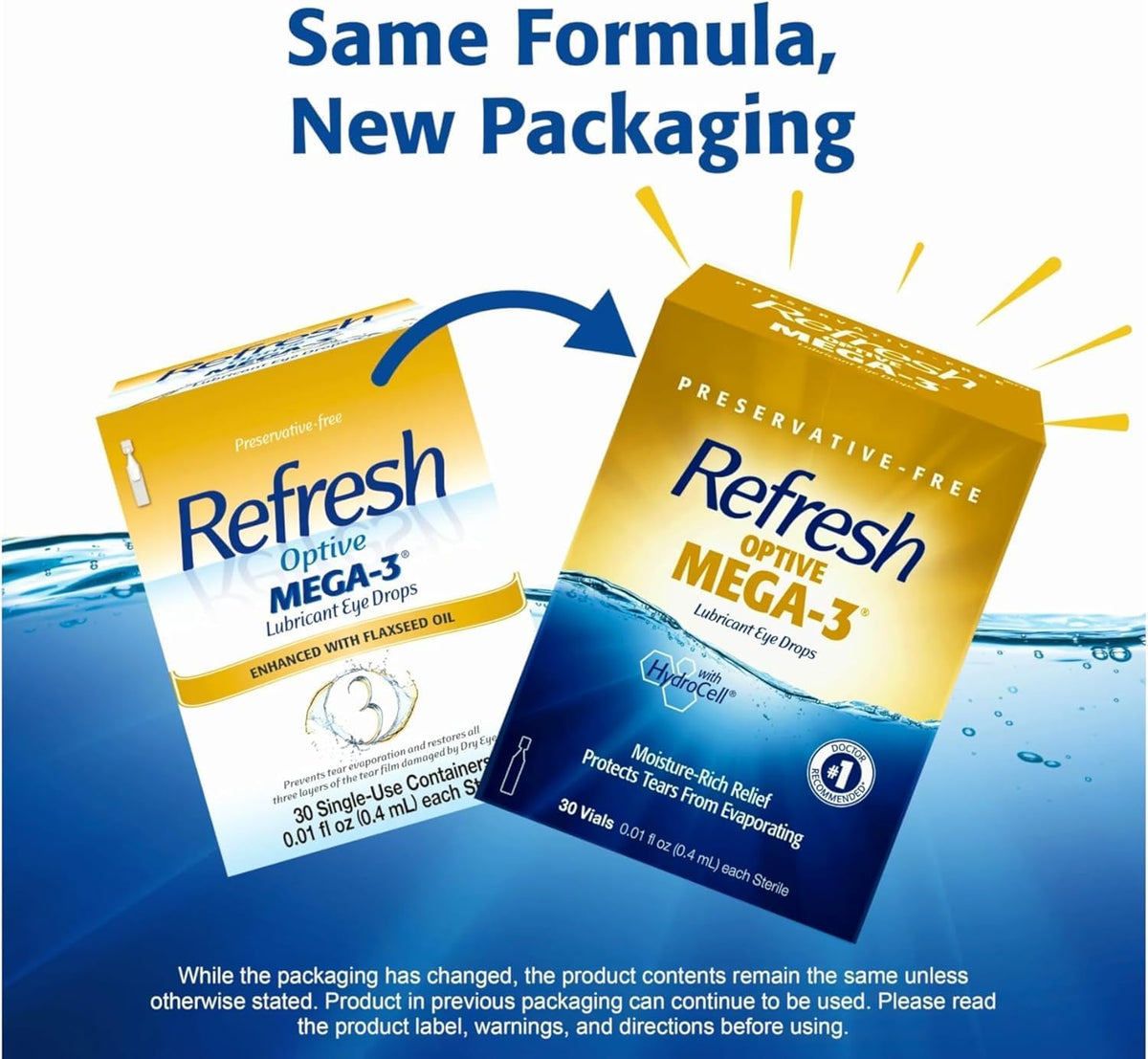 Refresh Optive Mega-3 Lubricant Single-Use Sterile Containers Eye Drops 30 ea (Pack of 3)