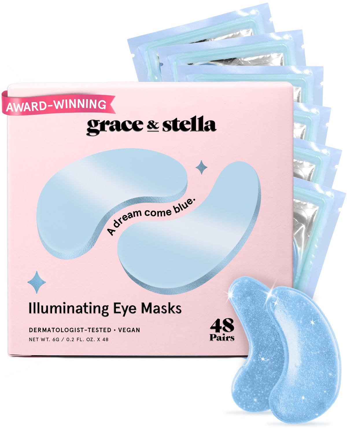 grace & stella Award Winning Under Eye Mask - Birthday Gifts for Women - Gel Eye Patches for Dark Circles, Puffy Eyes, Wrinkles, Undereye Bags - Gifts for Teen Girls - Vegan (48 Pairs, Gold)