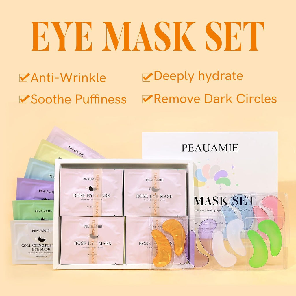 PEAUAMIE Under Eye Patches with Collagen and Hyaluronic Acid Eye Mask for Wrinkle,Dark Circles,Face Mask Skin Care Products 24 Pairs