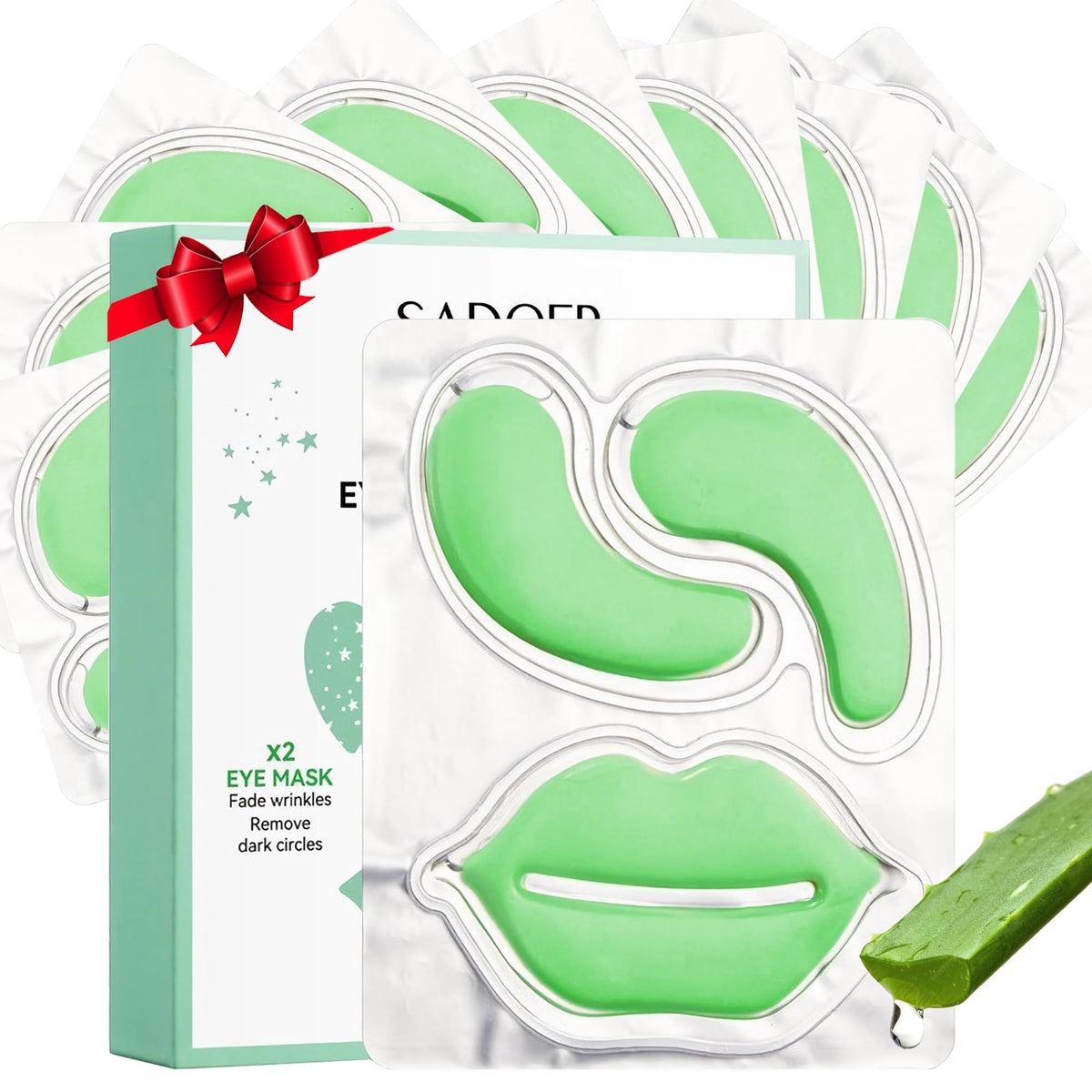 YMEYFAN 20 Pair Under Eye Mask & Lip Mask Skincare Set, Rose Pink Lip Patches & Under Eye Patches for Puffy Eyes, Dark Circles, Dry Lips Lines, Deep Hydrating Moisturizing, Gifts for Mom Women