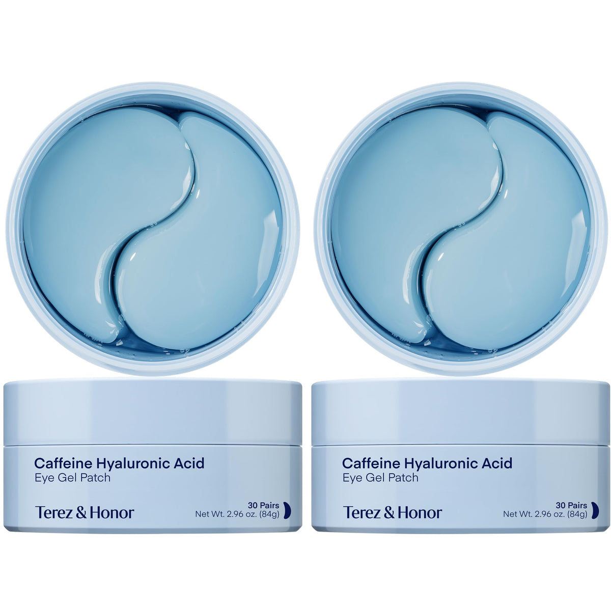 Terez & Honor Under Eye Patches for Dark Circles - 60 Korean Hydrogel Masks for Puffiness, Bags, Wrinkle with Caffeine, Hyaluronic Acid, Niacinamide - Undereye Hydrating & Cooling, Vegan, No Fragrance