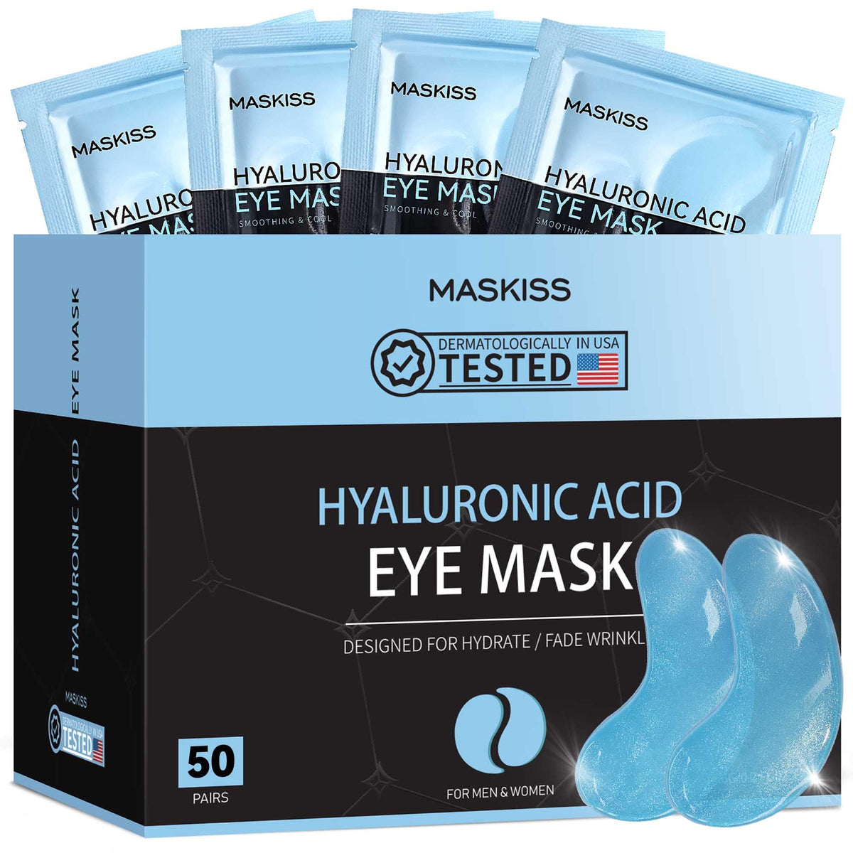 Maskiss Under Eye Patches(50 Pairs), 24K Gold, Caffeine, Hyaluronic Acid, Aloe Vera Eye Masks for Dark Circles Puffy Eyes Undereye Bags, Eye Skin Care Gift Set for Bachelorette Party Favors