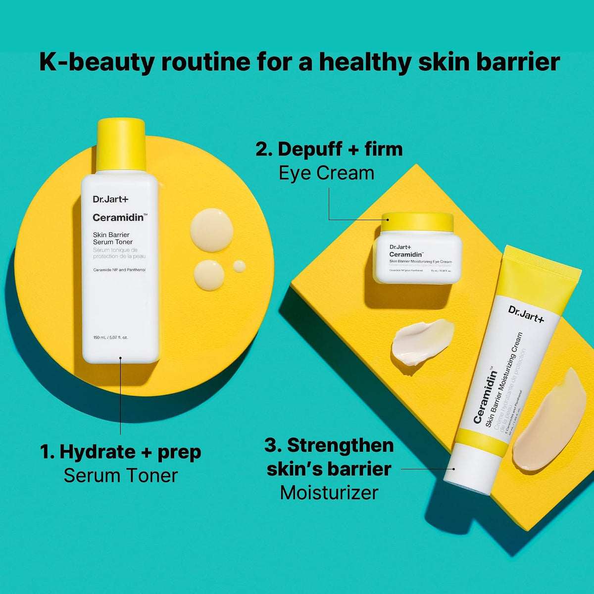 Dr.Jart+ Ceramidin Korean Eye Cream with Ceramides | Hydrates, Strengthens Skin Barrier, & Reduces Visible Puffiness | Suitable for Sensitive Skin | Korean Skin Care, 0.5 Fl Oz