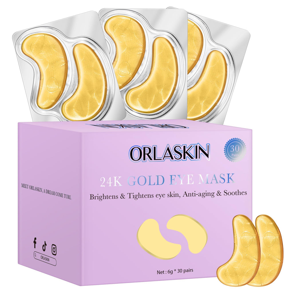 Eye Patches Under Eye Mask Skincare Hyaluronic Acid Under Eye Patches for Teen Girls Puffy Eyes and Dark Circles 24k Gold,Hyaluronic Acid,Rose,Eye Mask Pads Bag Treatment Skin Care(30Pairs)