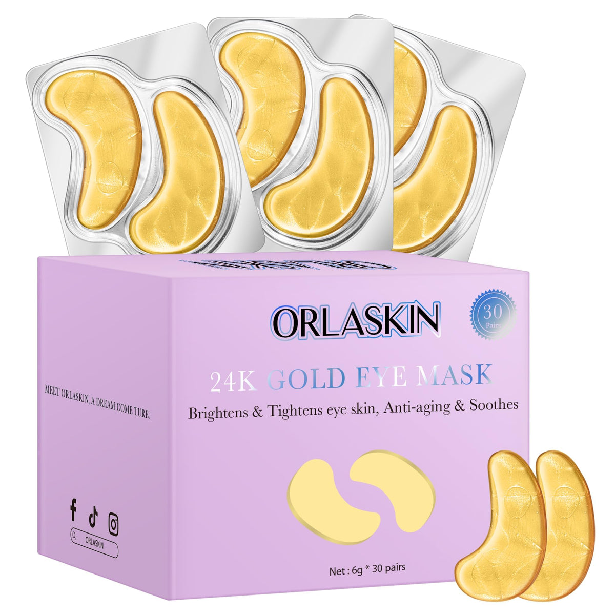 Eye Patches Under Eye Mask Skincare Hyaluronic Acid Under Eye Patches for Teen Girls Puffy Eyes and Dark Circles 24k Gold,Hyaluronic Acid,Rose,Eye Mask Pads Bag Treatment Skin Care(30Pairs)