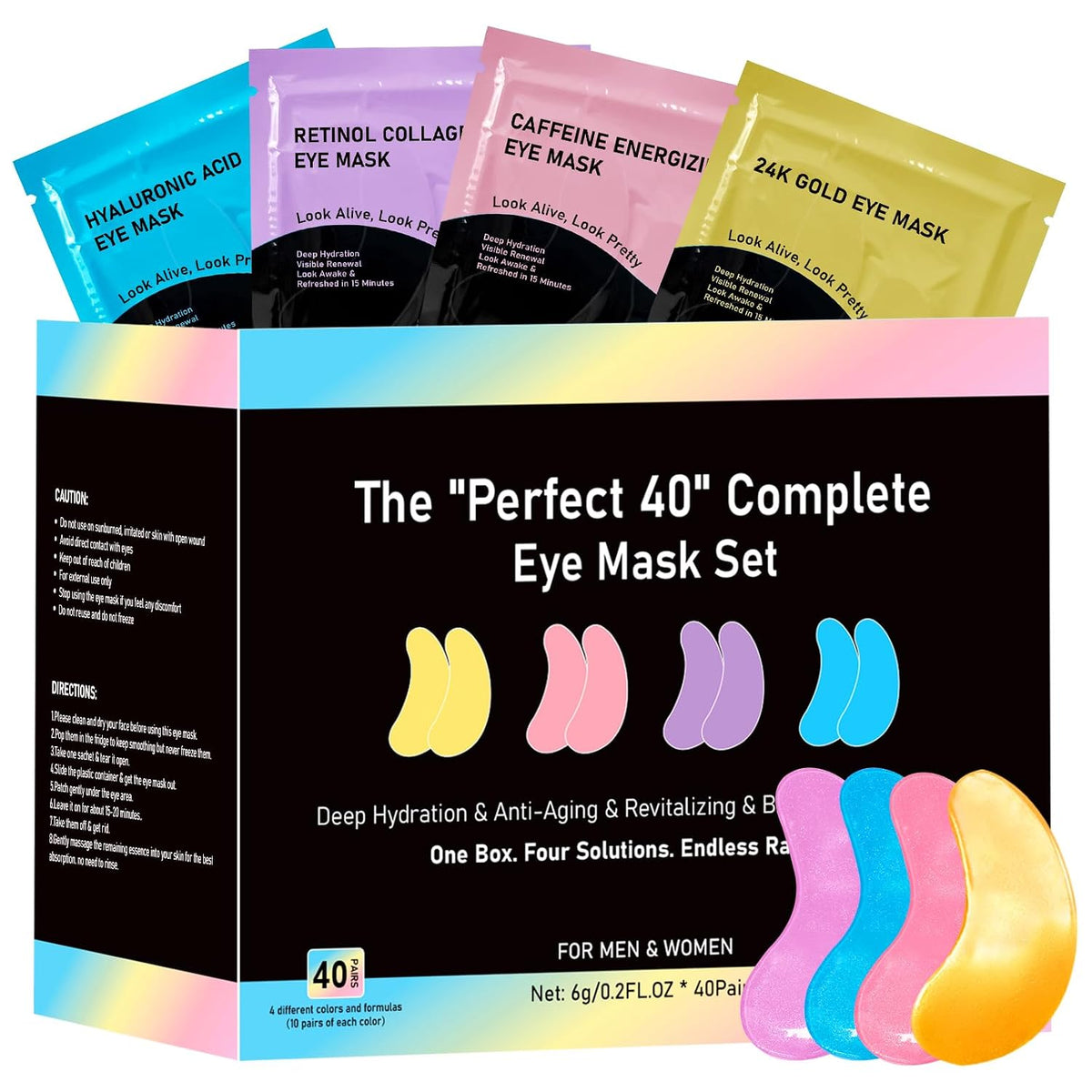 Adofect Under Eye Patches 40 Pairs, Eye Masks with 24K Gold, Hyaluronic Acid, Caffeine & Retinol for Dark Circles, Puffy Eyes, Under Eye Bags, Skincare Gifts for Bachelorette Party Accessories