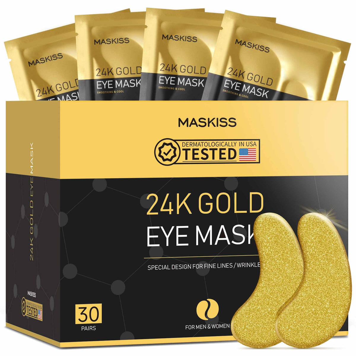 Maskiss Under Eye Patches(50 Pairs), 24K Gold, Caffeine, Hyaluronic Acid, Aloe Vera Eye Masks for Dark Circles Puffy Eyes Undereye Bags, Eye Skin Care Gift Set for Bachelorette Party Favors