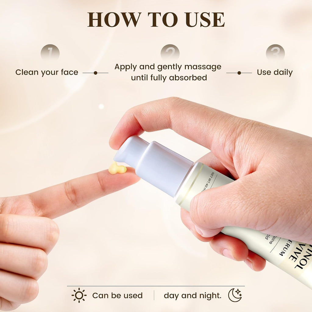 Retinol & Caffeine Eye Serum - Dark Circles Relief & Depuffing Treatment, Hyaluronic Acid + Collagen, Gentle Under Eye Cream for Sensitive Skin, Hydrates & Smooths Fine Lines 40ml, 1.35 fl.oz