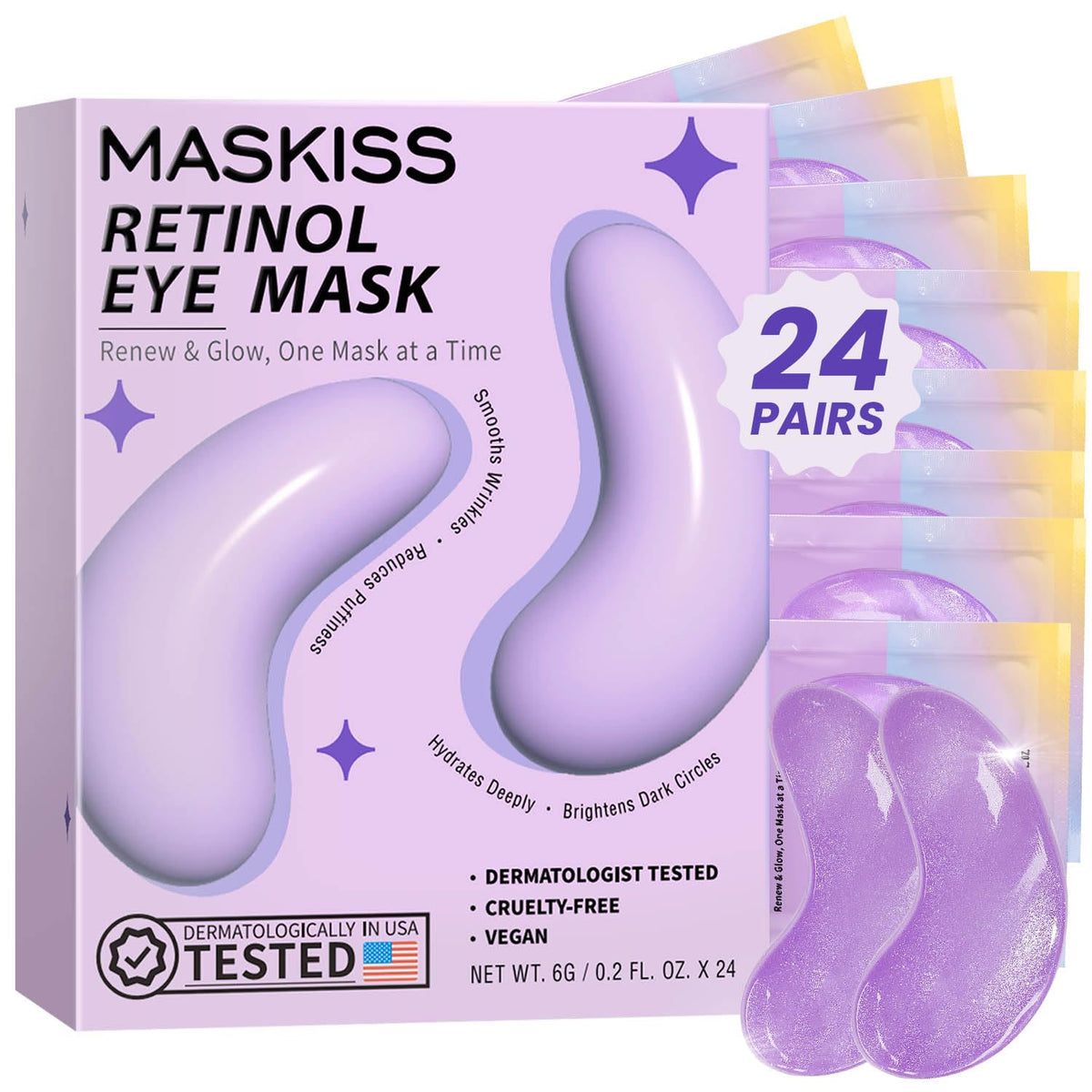 Maskiss Under Eye Patches(50 Pairs), 24K Gold, Caffeine, Hyaluronic Acid, Aloe Vera Eye Masks for Dark Circles Puffy Eyes Undereye Bags, Eye Skin Care Gift Set for Bachelorette Party Favors