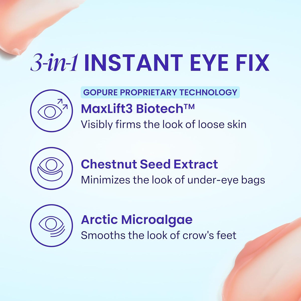 goPure NEW Instant Lift Eye Gel - To improve the look of Eye Bags, Wrinkles, Fine Lines and Dark Circles, Anti Aging Skin Care with MaxLift3 Biotech