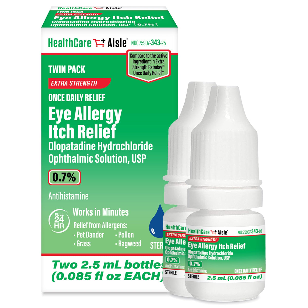 HealthCareAisle Eye Allergy Itch Relief, Olopatadine 0.2%, 2.5mL