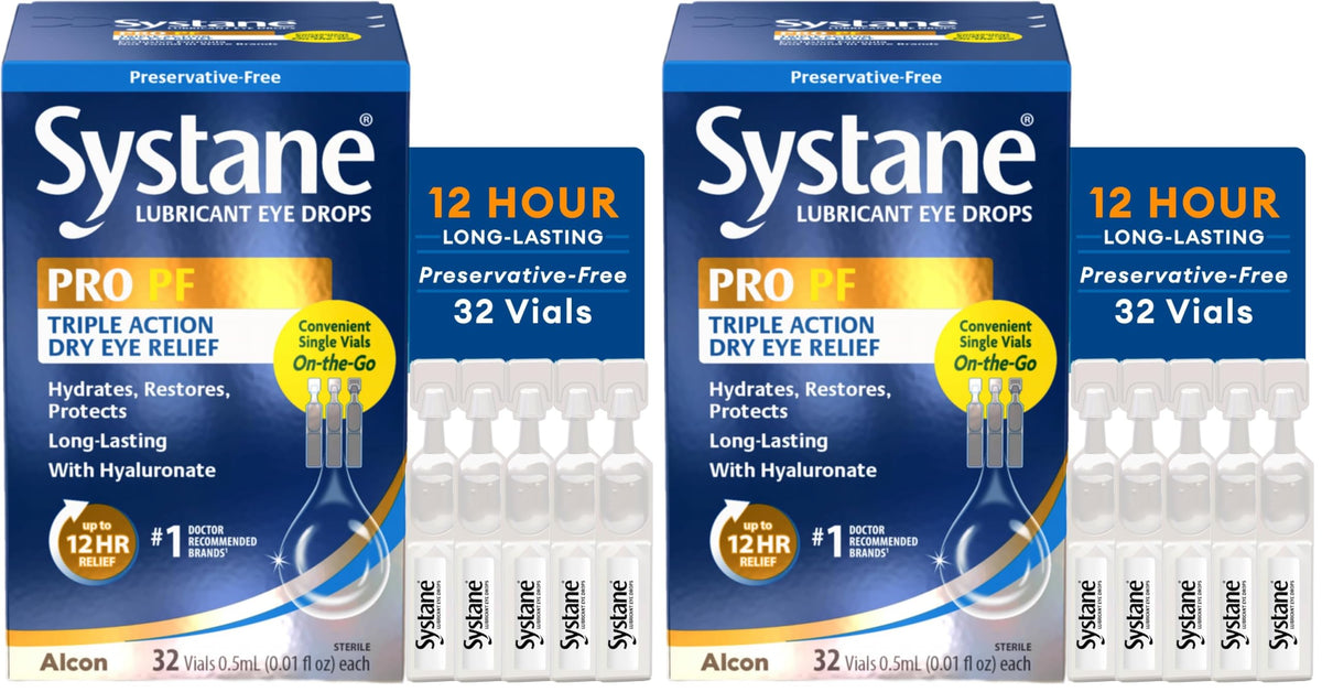 Systane PRO Preservative Free Eye Drops, 12 Hour Dry Eye Relief, 32 Vials