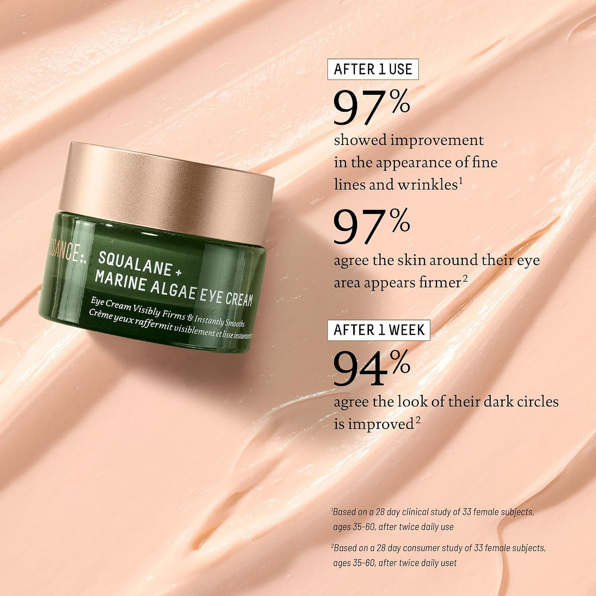 BIOSSANCE Squalane & Marine Algae Eye Cream - Anti-Aging - 0.5 oz
